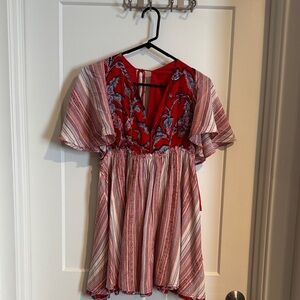 Free People Red and Pink Floral Dress